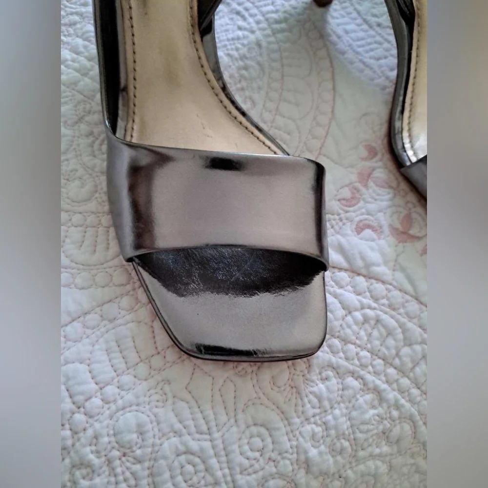 Brand New, Never Worn Metallic, Patent Leather, Sandal Heels - Picture 2 of 13